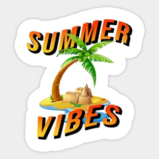 Summer Vibes with palm tree on island Sticker